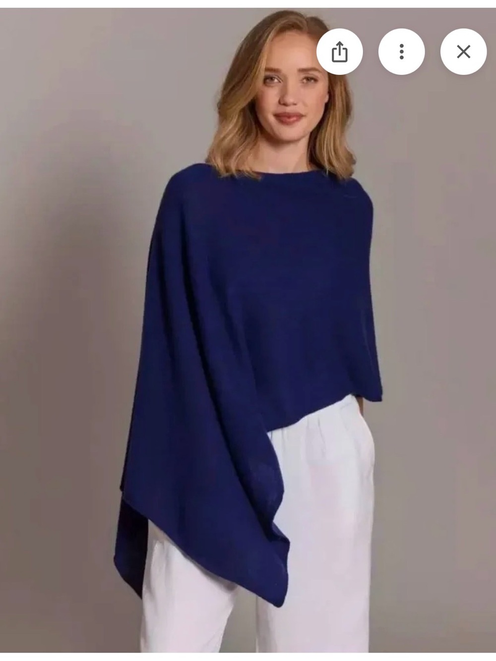 Cashmere Navy Women's Poncho Sweater